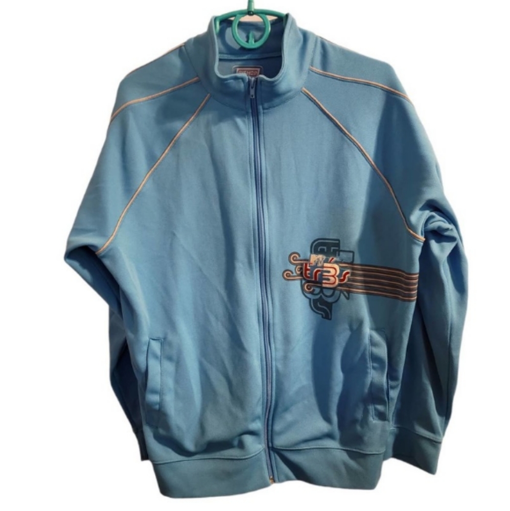 Rare Blue MTV Logo Vintage Zip Up Sweatshirt with Pockets Mens Size Medium